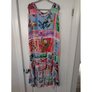 Tolani Collection 3XP Sleeveless Midi Dress Patchwork Floral‎ Print hi-lo